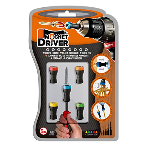 MAGNET DRIVER® SOPORTE MAGNETICO B50, adaptable a cualquier destornillador o taladro. Este blister contiene 5 soportes magnéticos Magnet Driver de diferentes medidas.