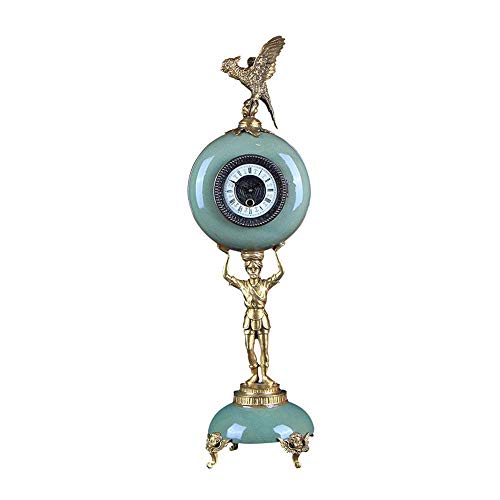 MAOZHE Relojes de repisa Reloj de péndulo de Cuarzo Cerámica Creativa + Cobre Figura Estilo Reloj Inicio Accesorios decoración 64 * 17 * 19 cm Relojes de Chimenea