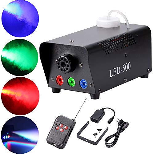 Maquina de Humo para Fiestas,UKing 500 W RGB LED Maquina Niebla con Control remoto para Matrimonio Cumpleaños Fiesta Partido Teatro Disco DJ