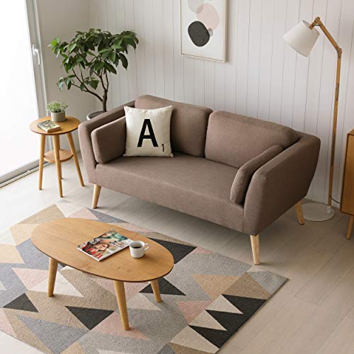 Mc Haus EVY - Sofá nórdico 2 plazas Cómodo color Marrón Tapizado en tela, diseño Nórdico 2 cojines, Salón Comedor 160x80x76cm Mc Haus EVY - Sofá nórdico 2 plazas Cómodo color Marrón Tapizado en tela, diseño Nórdico 2 cojines, Salón Comedor 160x80x76cm