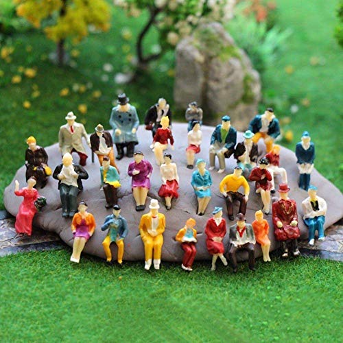 MEJOSER 100pcs Figura Persona Miniatura Humana Sentada para Modelo Maqueta Tren Ferroviario Minipaisaje Calle( HO1:87) (Kit Pintada)