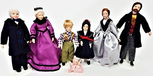 Melody Jane Casa de Muñecas Victoriana Familia de 7 Personas Miniatura Porcelana Figuras