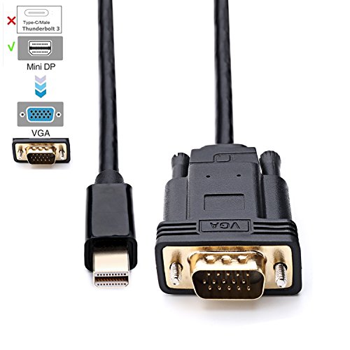 Mini DisplayPort a VGA Cable, CableDeconn Compatible con Thunderbolt puerto Mini DisplayPort a VGA macho a hembra adaptador convertidor