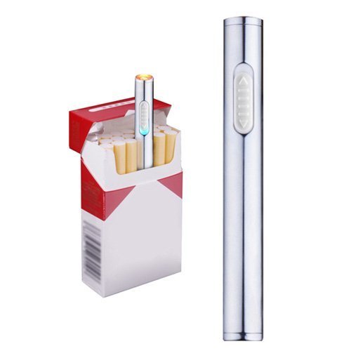 Mini USB de mechero, recargable, resistente al viento, mechero electrónico plasma sin llama, portátil, plata Mini USB de mechero, recargable, resistente al viento, mechero electrónico plasma sin llama, portátil, plata