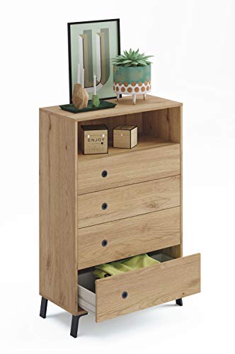Miroytengo Comoda 4 cajones 1 Hueco Clim habitacion Matrimonio Dormitorio Industrial Roble Gold 120x75x40 cm Miroytengo Comoda 4 cajones 1 Hueco Clim habitacion Matrimonio Dormitorio Industrial Roble Gold 120x75x40 cm