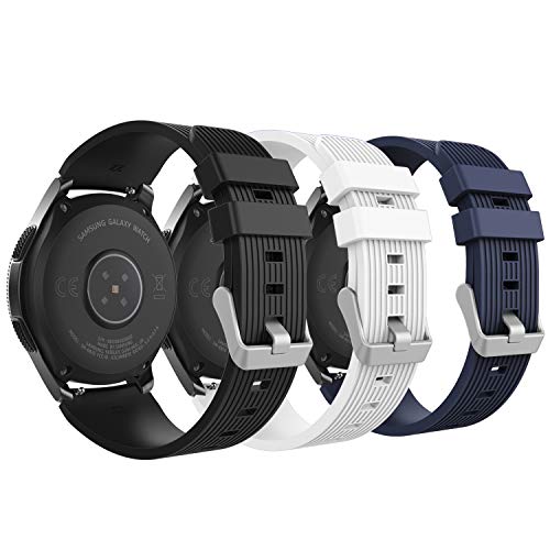 MoKo Pulsera para Samsung Galaxy Watch 46mm/S3 Frontier/Huawei Watch GT 2e/Gear S3 Classic/Ticwatch Pro/Huawei Watch GT 46mm/Huawei Watch GT 2 46mm - Blanco & Negro & Azul Medianoche