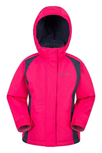 Mountain Warehouse Chaqueta de esquí Honey para niños - Chaqueta Impermeable a la Nieve para niños, puños Ajustables, Abrigo de Invierno con Forro de Felpa Interior Rosa Oscuro 3-4 Años