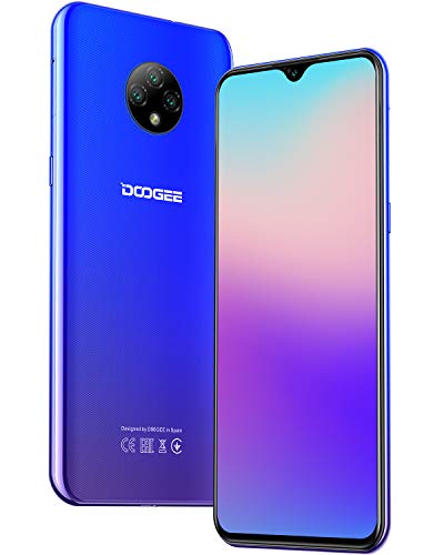 Moviles Libres 4G, DOOGEE X95 Android 10 Smartphone Libre, Pantalla 6,52 Pulgadas, 4350mAh Batería, Smartphone Dual SIM, Triple Cámara 13MP+5MP, 16GB ROM, 128GB SD, Face ID - Azul