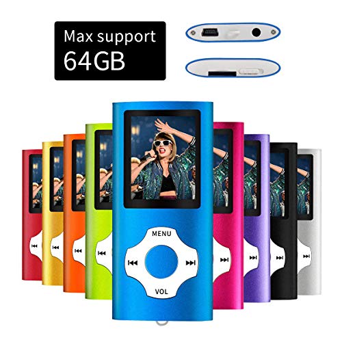 Mymahdi Reproductor portátil MP3 / MP4, Azul Oscuro con Pantalla de 1,8 Pulgadas de LCD y Ranura para Tarjetas Memory Card, Tarjeta de 128 GB de Memory Card de Alta compatibilidad TF
