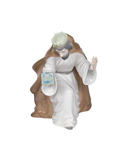 NAO Figura Rey Melchor con Cofre. Los Reyes Magos de Porcelana