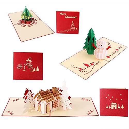 Navidad 3d tarjetas de felicitación,Joseche 3d Pop-up tóner,Tarjetas de Navidad el día de Navidad Tarjeta de felicitación de año nuevo de felicitación de Navidad,muñeco de nieve, árbol de Navidad