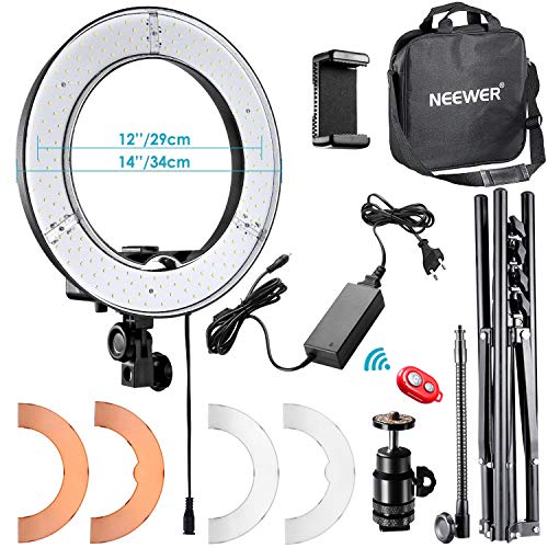 Neewer 36cm Exterior LED Anillo de Luz 36W 5500K con Soporte de Luz Kit: Tubo Filtro de Color Adaptador de Zapata Caliente Receptor Bluetooth para Disparo Cámara Youtube Video TikTok Neewer 36cm Exterior LED Anillo de Luz 36W 5500K con Soporte de Luz Kit: Tubo Filtro de Color Adaptador de Zapata Caliente Receptor Bluetooth para Disparo Cámara Youtube Video TikTok