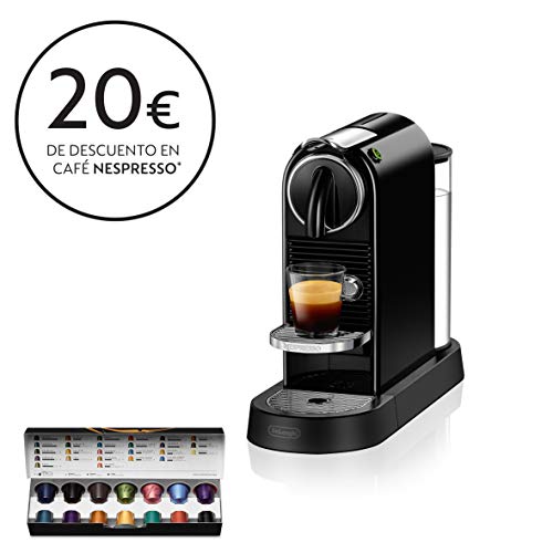 Nespresso De'Longhi Citiz EN167.B - Cafetera monodosis de cápsulas Nespresso, compacta, 19 bares, apagado automático, color negro
