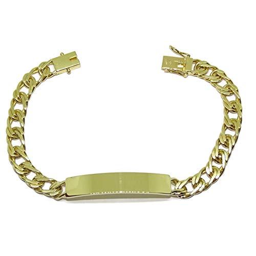 Never Say Never Pulsera para Hombre de Oro Amarillo Macizo de 18k con Placa. 0.90 cm de Ancha y 21.00cm de Larga. 100% Personalizable. Cierre cajetín con 2 Ochos de Seguridad. 29.55gr de Oro de 18k Never Say Never Pulsera para Hombre de Oro Amarillo Macizo de 18k con Placa. 0.90 cm de Ancha y 21.00cm de Larga. 100% Personalizable. Cierre cajetín con 2 Ochos de Seguridad. 29.55gr de Oro de 18k