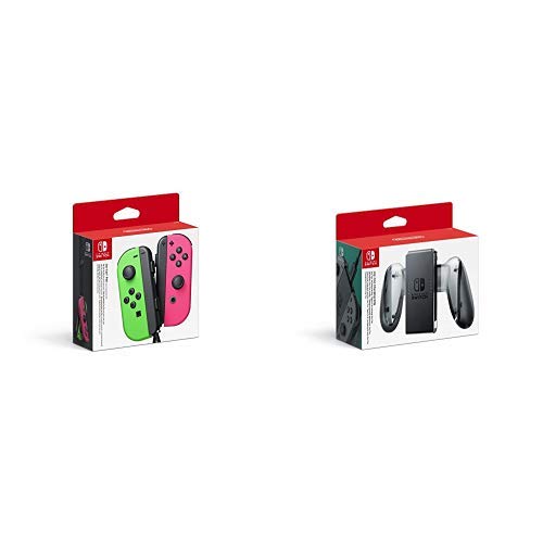Nintendo - Set De Dos Mandos Joy-Con, Color Verde Neón / Rosa Neón (Nintendo Switch) & Joy-Con Soporte Carga Nintendo - Set De Dos Mandos Joy-Con, Color Verde Neón / Rosa Neón (Nintendo Switch) & Joy-Con Soporte Carga