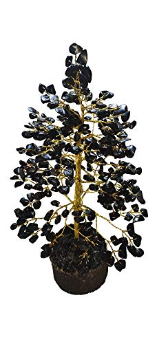 NK CRYSTALS Cristal de sanación Natural Árbol de ónix Piedra Negra Figuras de bonsái Árbol de la Vida Árbol de Plata Reiki Piedras Preciosas Regalos de Buena Suerte