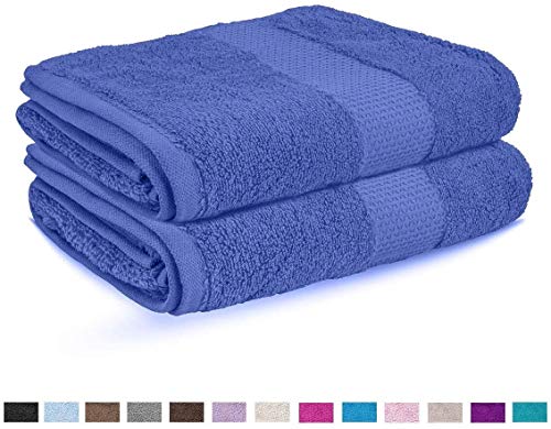 NOBRAND Egcsf Hojas de Miami Toallas de baño Bale Set |100% de algodón |Aborbent Agua |gsm 700 |Teal |90 x 140 cm |Paquete de 2 (Color : Royal Blue, Size : 2X Bath Towel)