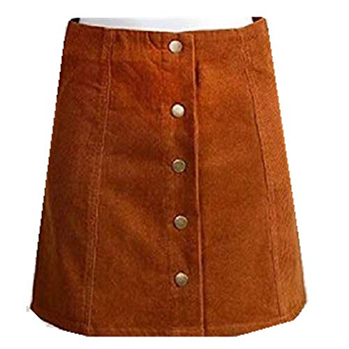 NOBRAND - Falda de pana con pechos frontales para mujer, talla grande, cintura alta, falda para mujer, talla grande Verde caqui 48