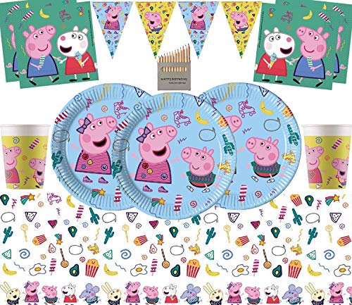 Nuevo Peppa Party Supplies Kit de Fiesta de cumpleaños para niños Vajilla desechable Fiestas Sirve 16