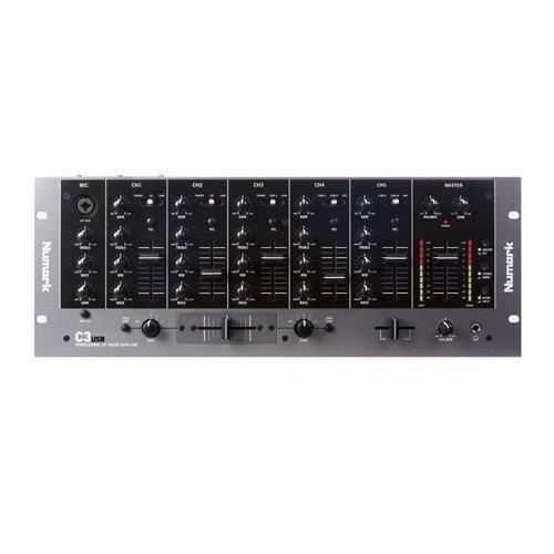 Numark C3USB - Mezclador de DJ de Rack y Portátil de 5 Canales con Interfaz de Audio USB Interna "Plug and Play", Ecualizadores de Canal, Crossfader Cambiable y Entradas/Salidas