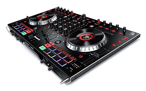 Numark NS6II - Controlador de DJ de 4 Canales para Serato DJ (Incluido), Dos Puertos USB para Transiciones entre DJs, Mezclador Digital Independiente, Jog Wheels de 6 Pulgadas y Performance Pads MPC