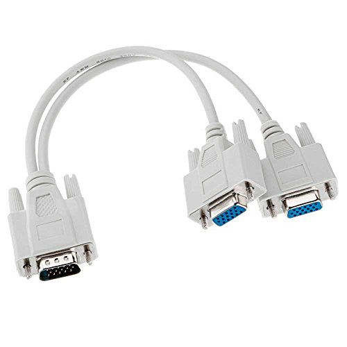 OcioDual Cable Duplicador Adaptador de Imagen SVGA HDB15 de Macho a 2 VGA Hembra Divisor Splitter Video Imagen para Monitor Gris