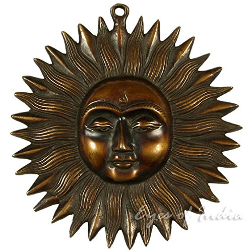 Ojos de la India - Escultura de sol para colgar en la pared, diseño antiguo oscuro #2