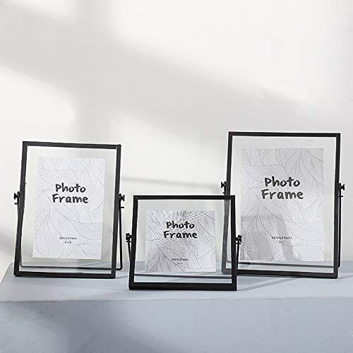 Ommda Marcos de Fotos Modernos Originales Sobremesa Metal con Cristal Set 3 Home Decorativo Negro b 10x10cm+10x15cm+13x18cm