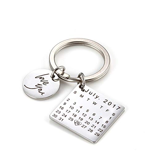 onlylove-handmade Fecha y Mensaje Grabados Personalizados Personalizados Calendario y Llavero de Acero Inoxidable Recuerdo conmemorativo (Plata) onlylove-handmade Fecha y Mensaje Grabados Personalizados Personalizados Calendario y Llavero de Acero Inoxidable Recuerdo conmemorativo (Plata)