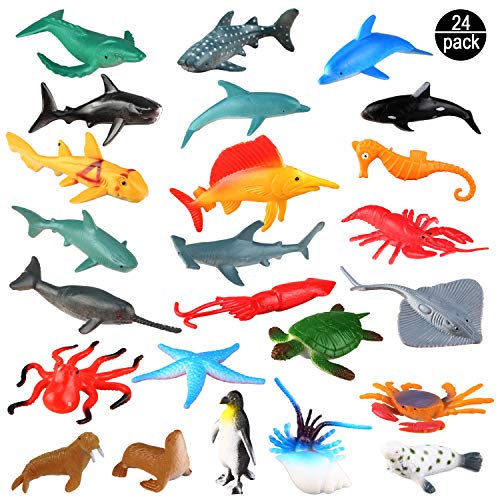 OOTSR Animales de Juguete, Surtido de 24 Mini Figuras de Animales Marinos de Plástico, Fauna Submarina Realista para Jugar en el Baño, Fiesta Educativa del Mar, Adorno de Tarta o Cupcake OOTSR Animales de Juguete, Surtido de 24 Mini Figuras de Animales Marinos de Plástico, Fauna Submarina Realista para Jugar en el Baño, Fiesta Educativa del Mar, Adorno de Tarta o Cupcake
