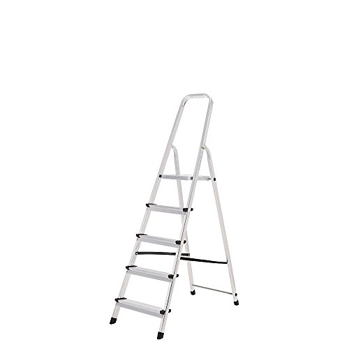 ORYX 23010003 Escalera Aluminio 5 Peldaños Plegable, Uso doméstico, Antideslizante, Ligera y Resistente ORYX 23010003 Escalera Aluminio 5 Peldaños Plegable, Uso doméstico, Antideslizante, Ligera y Resistente