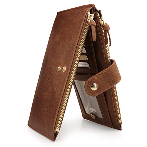 Otto Angelino Genuine Leather 2 Compartment Bifold Wallet with Phone Compatible Slots - RFID Blocking (Marron Oscuro) Otto Angelino Genuine Leather 2 Compartment Bifold Wallet with Phone Compatible Slots - RFID Blocking (Marron Oscuro)