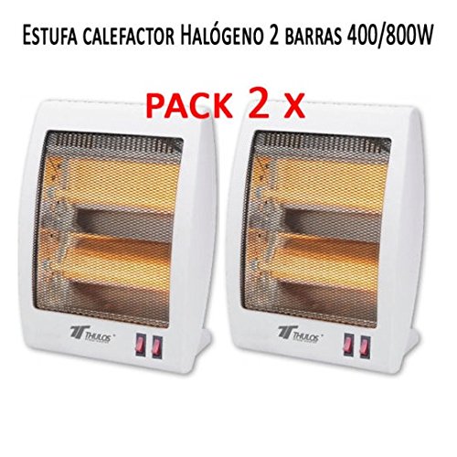 Pack 2 x Estufa Cuarzo 2 Tubos 400/800W Calefactor Calentador Radiador Halógeno Calor