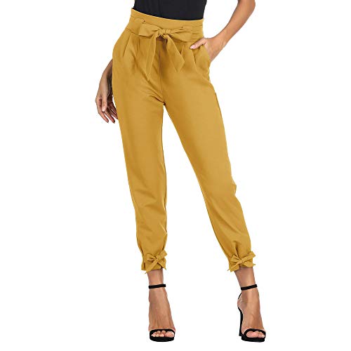Pantalones de Talle Alto para Mujeres Elegantes con Transpirable, Ligero, Ligero, Primavera, Verano, Arco Amarillo L Cl10903-2 Pantalones de Talle Alto para Mujeres Elegantes con Transpirable, Ligero, Ligero, Primavera, Verano, Arco Amarillo L Cl10903-2