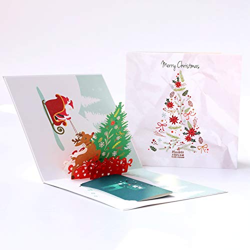 Paper Spiritz Tarjeta troquelada de Navidad; Tarjetas troqueladas, modernizadas, para Navidad, cumpleaños, días festivos, con tarjeta de felicitación. Tarjeta de Año Nuevo 2018