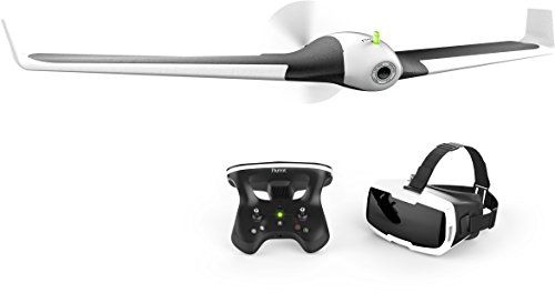 Parrot DISCO FPV - Dron Ala Fija (Full HD 1080P, 14 Mpx, 80 Km/h, 45 minutos de vuelo, alcance máx. 2 Km, autopiloto, 32 GB) + Mando Skycontroller 2 + Gafas Cockpitglasses, color blanco y negro