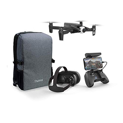 Parrot PF728050 Anafi - FPV Dron Pack - Quadcopter Hiper Ligero y Plegable - FPV Cockpitglasses 3 para Vuelos Inmersivos en Full HD con Transmisión en Vivo - Paquete Completo y Compacto con Mochila