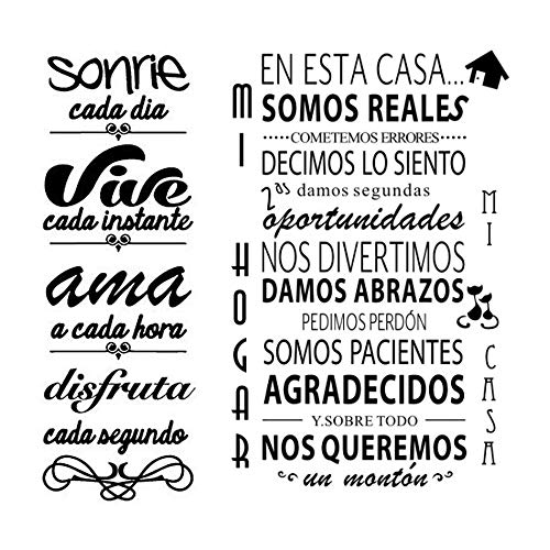 Pegatinas Decorativas Pared Frases Motivadoras Pegatina Cita Inspiradora Vinilos Decorativos Frases Cortas Español Adhesivos Sonrie + EN ESTA CASA para Familia Habitación Dormitorio Salón Cocina Baño