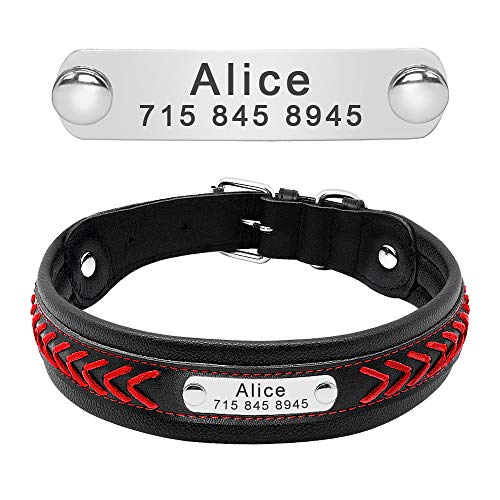 PET ARTIST Collar de Perro de Piel Trenzada con Placa de Nombre para Mascotas, Collar de Perro de Cuero Personalizado para Perros Grandes, Grabado con Etiquetas de identificación, Azul, Rojo, M/L/XL PET ARTIST Collar de Perro de Piel Trenzada con Placa de Nombre para Mascotas, Collar de Perro de Cuero Personalizado para Perros Grandes, Grabado con Etiquetas de identificación, Azul, Rojo, M/L/XL