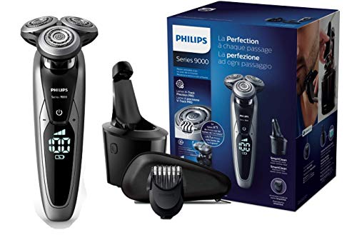 Philips Serie 9000 S9711/32 - Máquina de afeitar con cabezales de 8 direcciones, seco/húmedo, 3 modos y sistema de limpieza SmartClean, incluye perfilador de barba y funda de viaje, plata Philips Serie 9000 S9711/32 - Máquina de afeitar con cabezales de 8 direcciones, seco/húmedo, 3 modos y sistema de limpieza SmartClean, incluye perfilador de barba y funda de viaje, plata