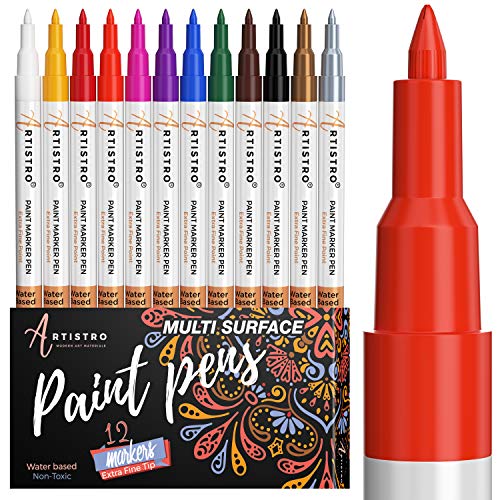 PINTURA bolígrafos para Rock pintura, piedra, cerámica, cristal, madera, metal y más. Extra punta fina punta, juego de 12 marcadores de pintura a base de agua. Mejor para Detailed Art & CRAFT PINTURA bolígrafos para Rock pintura, piedra, cerámica, cristal, madera, metal y más. Extra punta fina punta, juego de 12 marcadores de pintura a base de agua. Mejor para Detailed Art & CRAFT