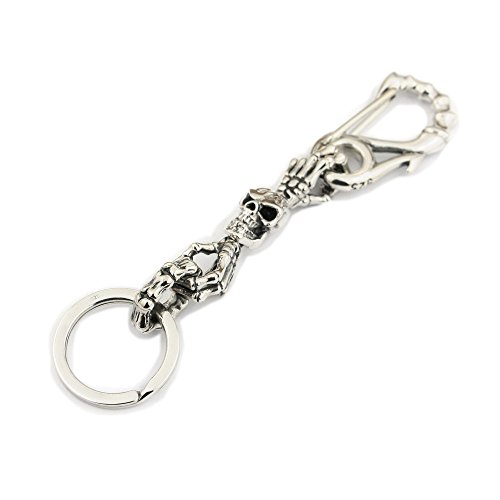 Plata de Ley 925 linsion Pinza para gancho de calavera de mano para hombre motorista de Rock Punk llavero 8j028