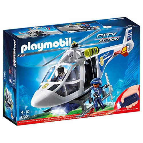 PLAYMOBIL City Action Helicóptero de Policía con Luces LED, a Partir de 4 Años (6921)