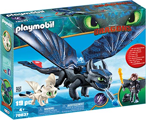 PLAYMOBIL DreamWorks Dragons Hipo y Desdentao con Bebé Dragón, a Partir de 4 Años (70037)