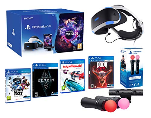 PlayStation VR2 [MegaPack]: Skyrim + Doom + WipEout + Astro Bot + VR Worlds + 2 Mandos Twin Move Controllers