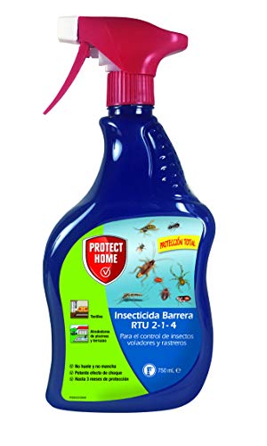 Protect Home - Insecticida Barrera Protección Total, Control de Insectos Voladores y Rastreros, Pulverizador, 750 ml, Color Verde Agua