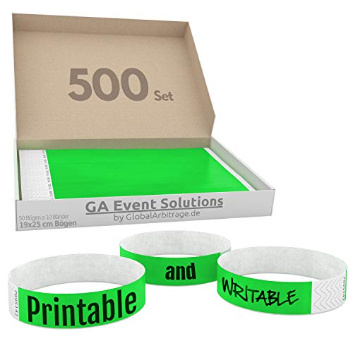 Pulseras Para Eventos GA Event Solution de Tyvek, Verde, 500 unidades