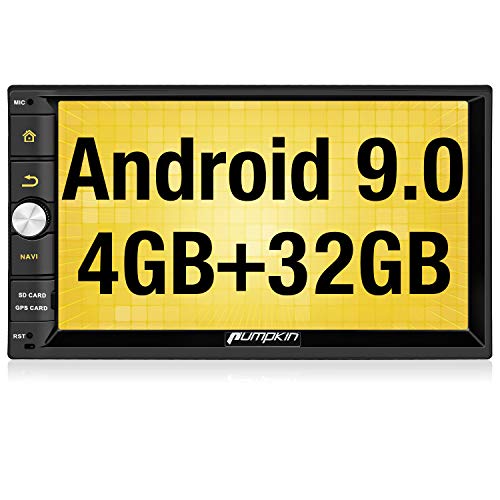Pumpkin Android 9.0 Radio 2 DIN GPS de 4GB+32GB, Autoradio Soporte Bluetooth, Control Volante, WiFi, USB, SD, Mirror-Link, 4G, con 7” Pantalla táctil