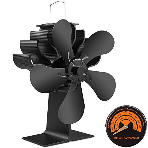 PYBBO 5 Palas Ventilador de Estufa de Leña, Tamaño Pequeño, Ventilador de Chimenea Silenciosa, Para Estufas de Combustión de Gas, Pellet, Madera, con Termómetro PYBBO 5 Palas Ventilador de Estufa de Leña, Tamaño Pequeño, Ventilador de Chimenea Silenciosa, Para Estufas de Combustión de Gas, Pellet, Madera, con Termómetro