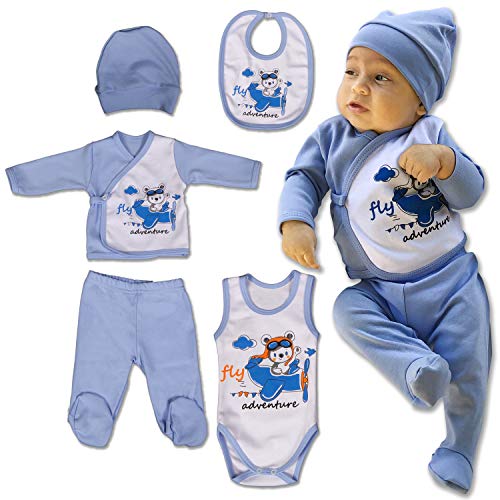 QAR7.3 Ropa Bebe Recien Nacido - 5 Piezas para Niños 0-3 Meses - Azul QAR7.3 Ropa Bebe Recien Nacido - 5 Piezas para Niños 0-3 Meses - Azul